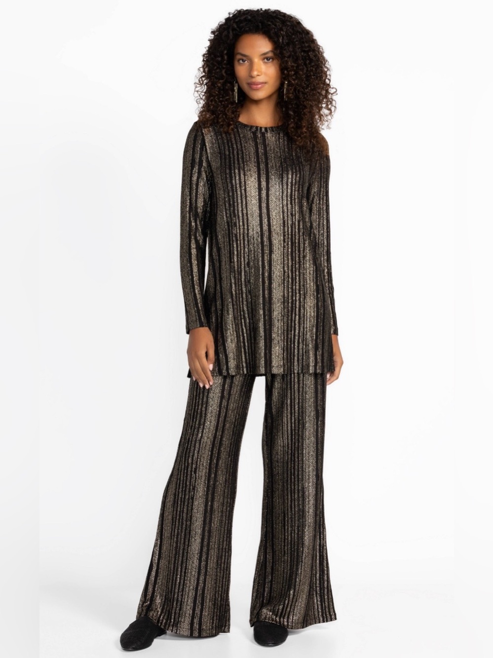 Johnny Was JENNA METALLIC EASY set matching set in black size XL NWT